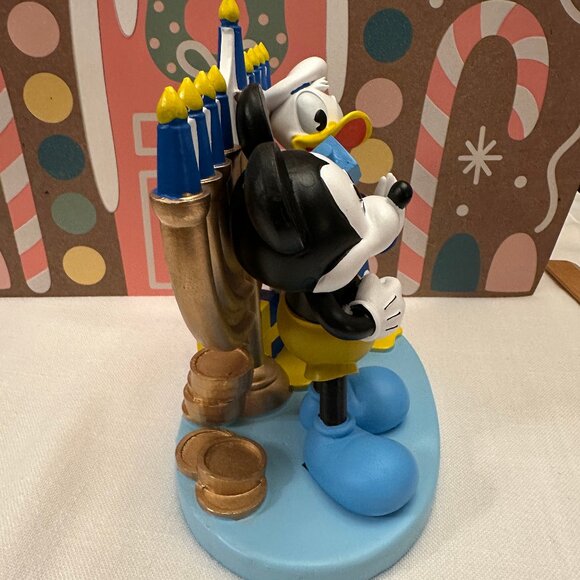 NEW Disney Mickey & Donald Hanukkah Menorah Figurine Dreidel Statue Rare LgResin - Picture 5 of 8